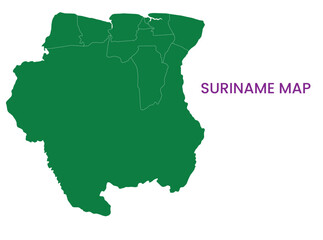 High detailed map of Suriname. Outline map of Suriname. South America
