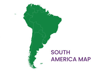 High detailed map of South America. Outline map of South America. South America