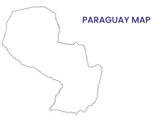 High detailed map of Paraguay . Outline map of Paraguay . South America