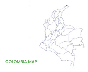 High detailed map of Colombia. Outline map of Colombia. South America
