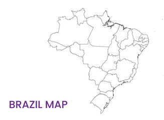 High detailed map of Brazil. Outline map of Brazil. South America