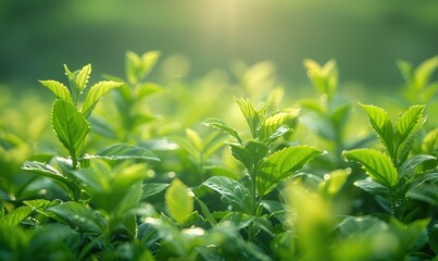 晨曦茶园茶叶农作物绿色生态环保背景