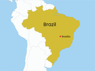 High detailed map of Brazil. Outline map of Brazil. South America