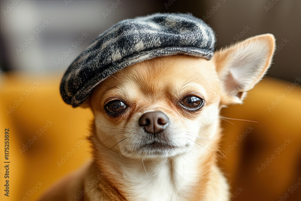 Canvas Prints chihuahua wearing a tiny hat with a proud but tiny grumpy face, symbolizing big personality