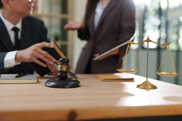 Male lawyer or judge consult having Law and Legal services concept.