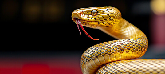 Fototapeta premium Golden snake reptile scales wildlife gold animal nature