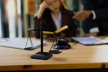 Lawyer and team Talk and consult on solving problems and work related to legal work of lawyers