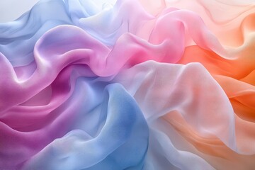 Obraz premium abstract swirling shapes in soft pastel tones gently floating against a clean white backdrop creating a serene and modern aesthetic suitable for contemporary art or design