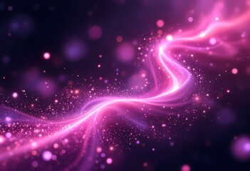 Obraz premium Abstract Sparkling Purple and Pink Glowing Wave With Glittering Effects