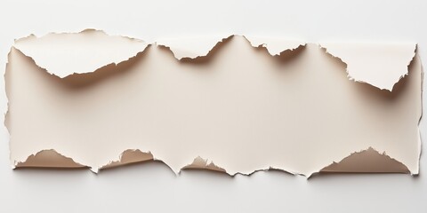 Ripped torn paper edges isolated on white background
