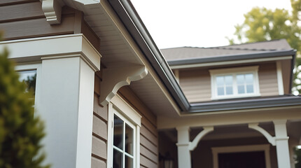 Residential House Exterior with Gray Siding and White Trim