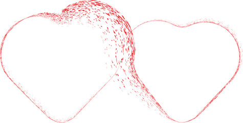 Two intertwine hearts. Love Symbol .Vector Curved Lines . Eternity love. Two heart  symbol in chain  .Design Element  . Used as Banner . Template , endless Logo .