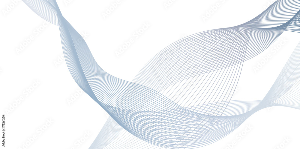Poster abstract modern background with blue wavy lines, dynamic flowing wave lines design element, futurist