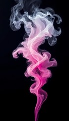 Swirling White and Pink Smoke on Dark Background