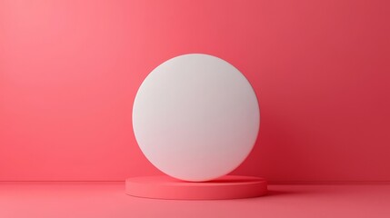 Minimalist design featuring a white sphere on a pink background. , symbolizing Mockup and Prototype for Advertising.