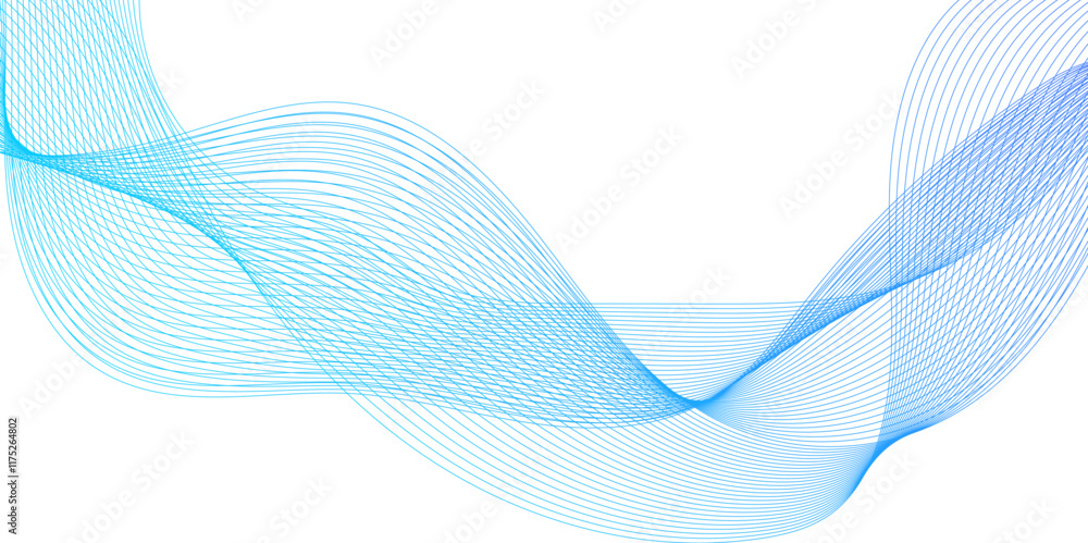 Poster abstract wave element for background design, abstract vector blue wave lines on white background, te