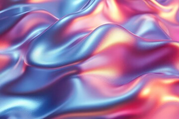Obraz premium an abstract 3d illustration showcases an iridescent liquid metal surface with mesmerizing ripples and vibrant neon colors creating a captivating atmosphere of fluidity and depth