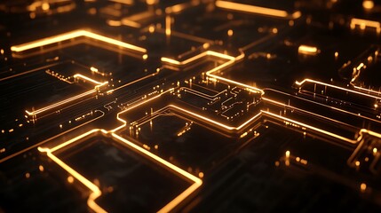 Abstract glowing orange circuit board lines pattern