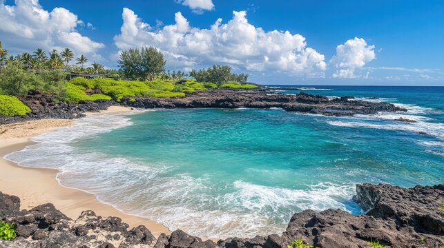 Secluded Tropical Beach Cove with Turquoise Water