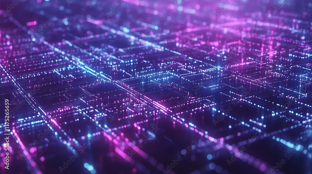 Aufkleber abstract digital network glowing lines and nodes