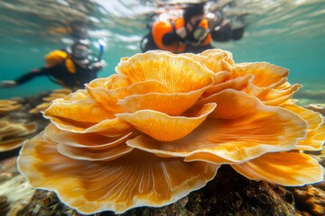 A group of tourists snorkeling near Krabi coral reefs, with vibrant marine life creating a colorful underwater view