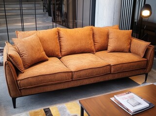 Brown sofa modern lobby interior design