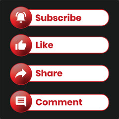 Fototapeta premium Subscribe Button Template Subscribe Like Share Comment Suitable For Youtube