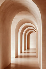 Exploring Soothing Arches in a Minimalist Architectural Interior Showcasing a Serene and Harmonious Design