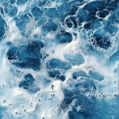 Naklejka premium Stunning waves creating foamy patterns in deep blue ocean water