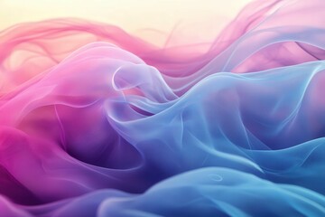 Obraz premium Colorful fabric waves in pink and blue flowing gracefully together