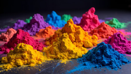 Vibrant Holi Powder in Multicolor Piles