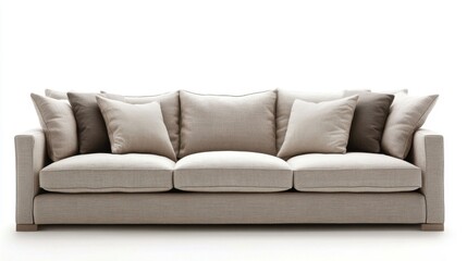 Cozy and Modern Beige Sofa with Plush Cushions Perfect for Stylish Living Room Decor and Comfortable Seating Arrangement in a Contemporary Home Setting