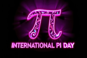 the international pi day logo with a pink background