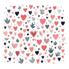 Set of hearts, leaves and flowers, love.