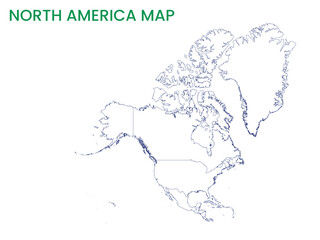 High detailed map of North America Continent. Outline map of North America Continent. North America