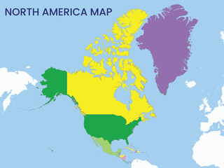 High detailed map of North America Continent. Outline map of North America Continent. North America