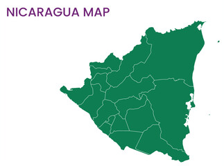 High detailed map of Nicaragua. Outline map of Nicaragua. North America