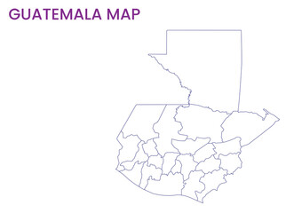 High detailed map of Guatemala. Outline map of Guatemala. North America