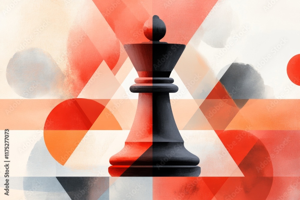 Fototapete A simple geometric depiction of a chess knight, with bold lines and a modern gradient color scheme