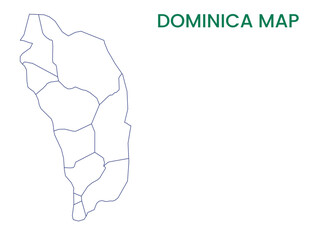 High detailed map of Dominica. Outline map of Dominica. North America