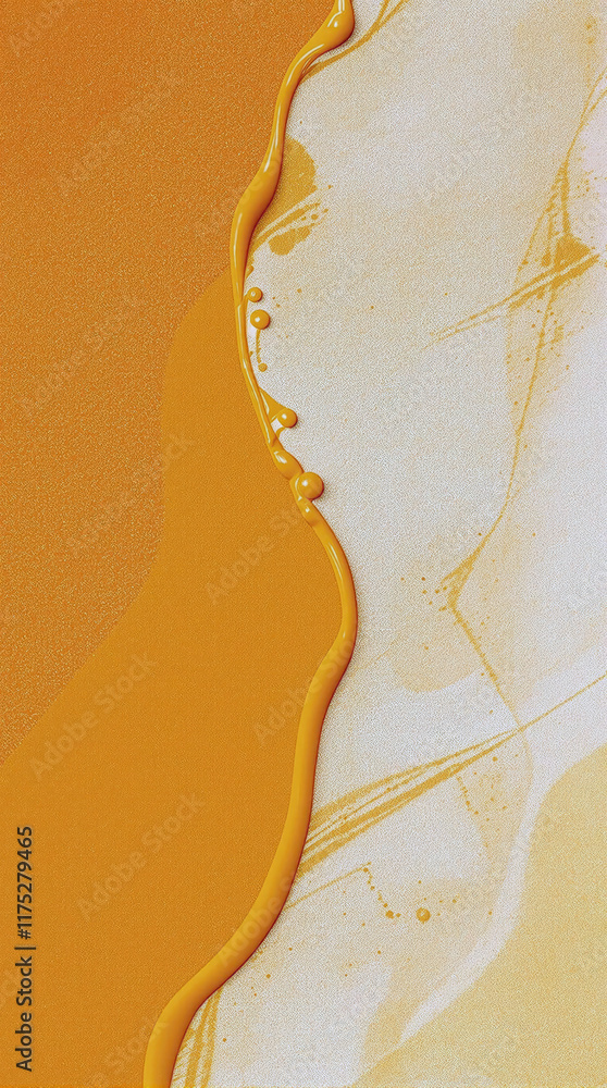 Poster fluid lines of vibrant orange paint flow dynamic and artistic interplay of color and texture