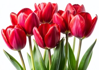 Naklejka premium Stunning Red Tulips Isolated on White – High-Resolution Stock Photo