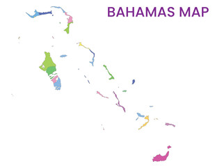 High detailed map of Bahamas. Outline map of Bahamas. North America