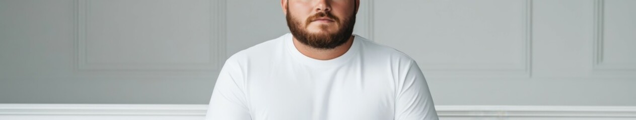 Obraz premium Individual seated in a minimalist room with neutral tones and natural light