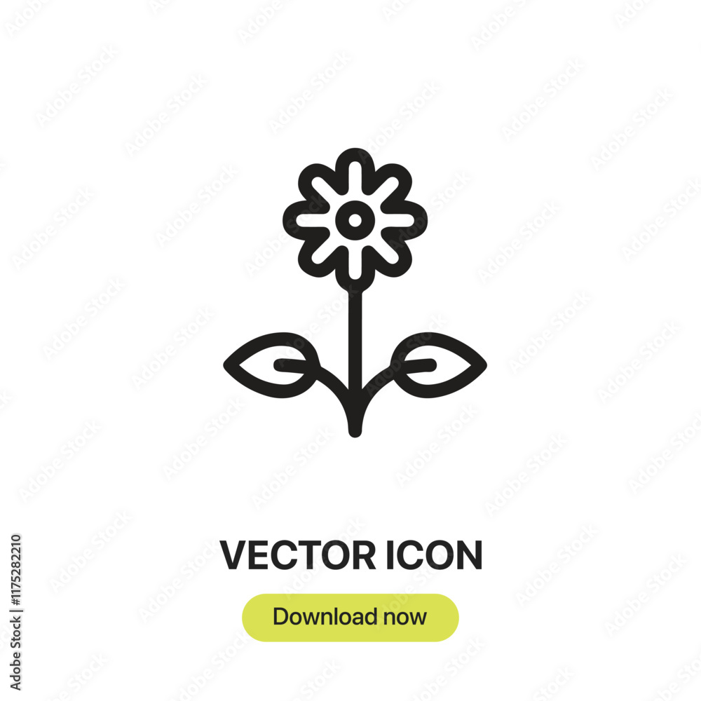 Aufkleber Flower icon vector. Linear-style sign for mobile concept and web design. Flower symbol illustration. Pixel vector graphics - Vector.	