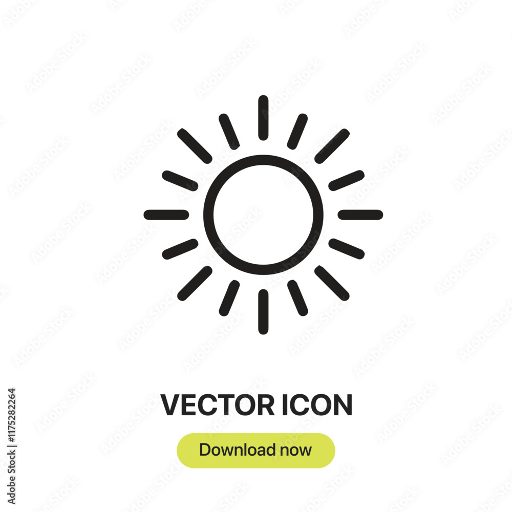 Poster sun icon vector. linear-style sign for mobile concept and web design. sun symbol illustration. pixel