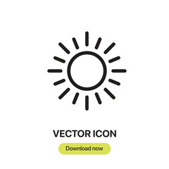Sun icon vector. Linear-style sign for mobile concept and web design. Sun symbol illustration. Pixel vector graphics - Vector.	