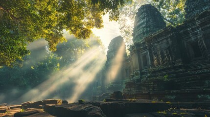 Ancient Temple Ruins Bathed In Morning Sunlight