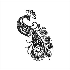 Mehndi flower pattern for Henna drawing and tattoo. Decoration in ethnic oriental, Indian style. Doodle ornament. Outline hand draw vector illustration.