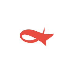 Red swoosh tail logo